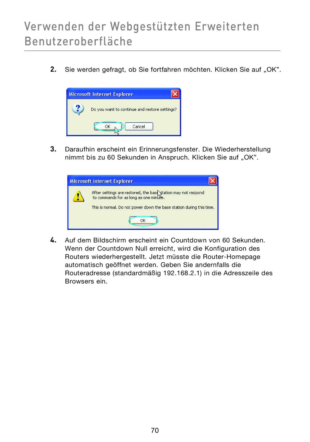 Belkin F5D9230UK4 user manual Verwenden der Webgestützten Erweiterten Benutzeroberfläche 