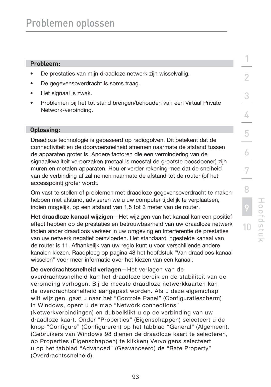 Belkin F5D9230UK4 user manual Problemen oplossen 