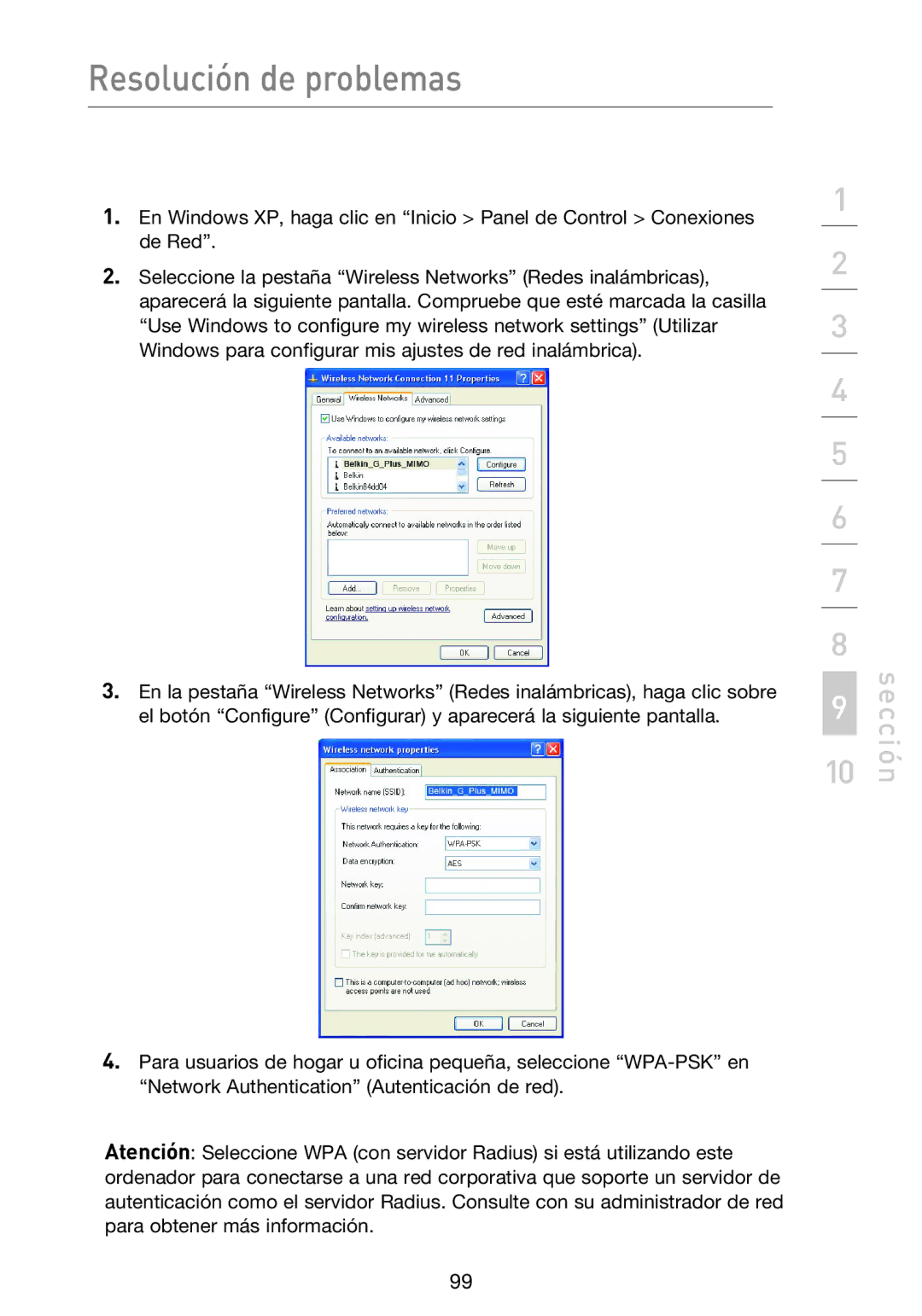 Belkin F5D9230UK4 user manual Resolución de problemas 