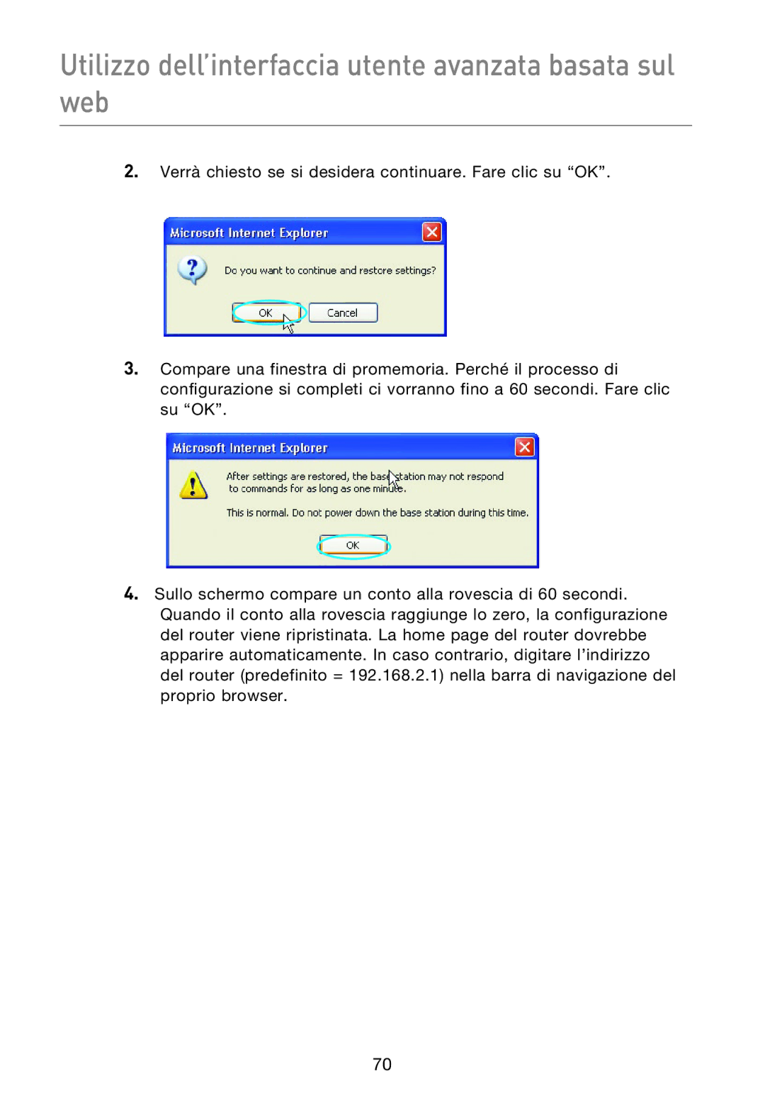 Belkin F5D9230UK4 user manual Utilizzo dell’interfaccia utente avanzata basata sul web 