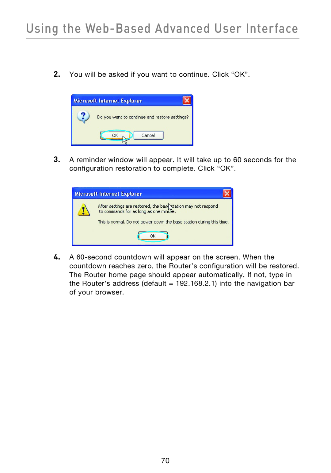 Belkin F5D9230UK4 user manual Using the Web-Based Advanced User Interface 