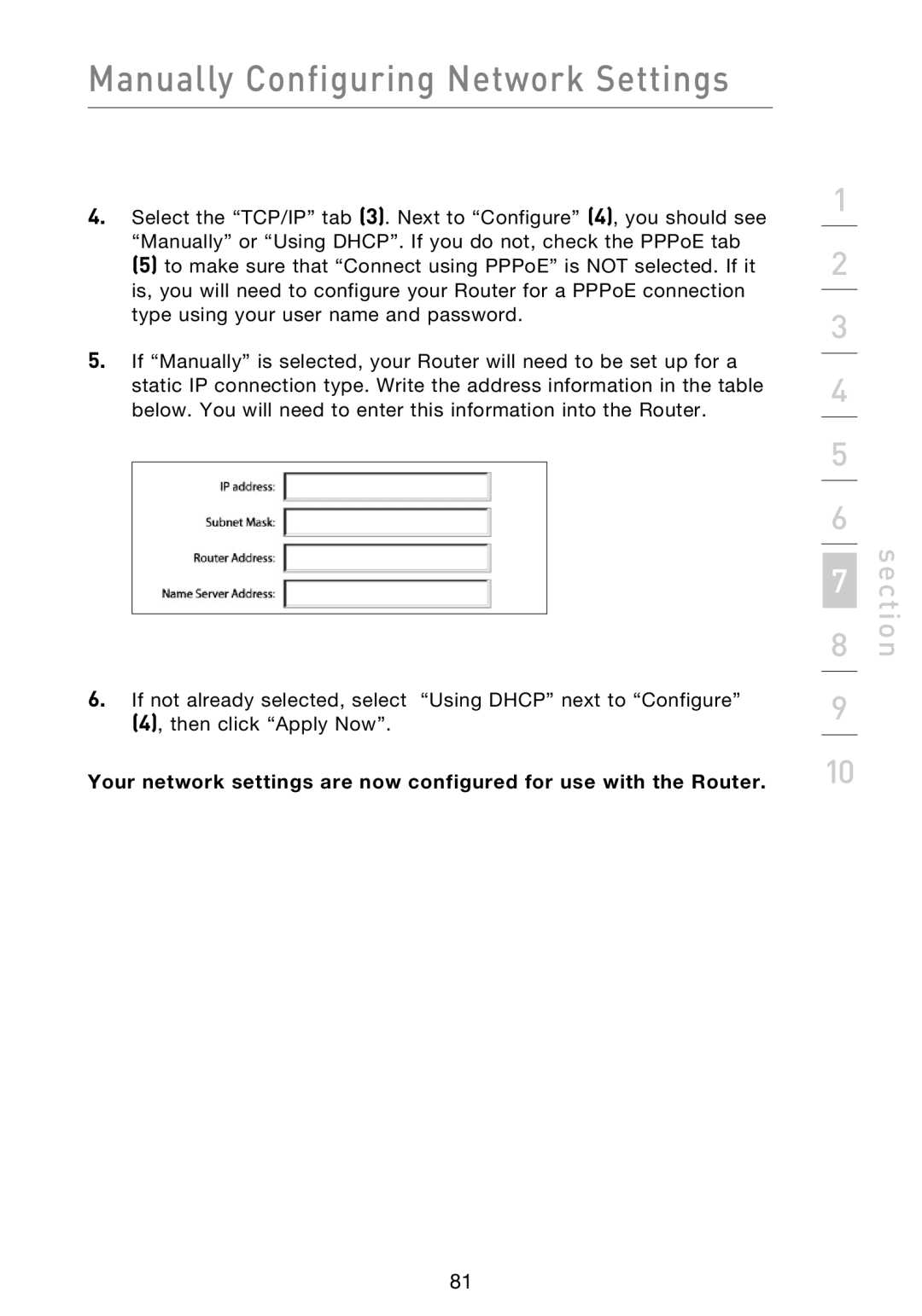 Belkin F5D9230UK4 user manual Section 