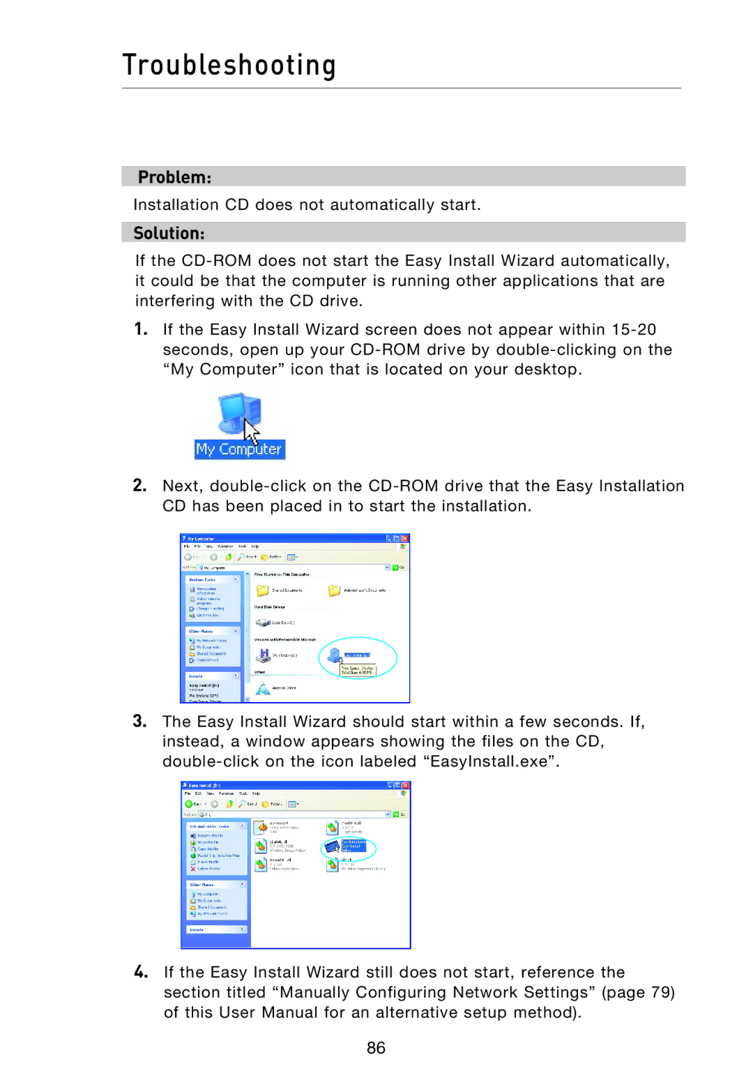 Belkin F5D9230UK4 user manual Troubleshooting, Problem, Solution 