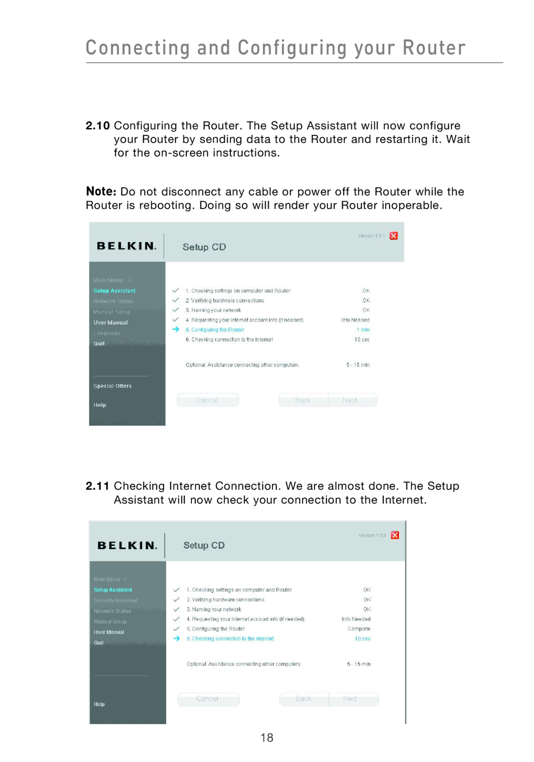 Belkin F5D9630-4 user manual Connecting and Configuring your Router 