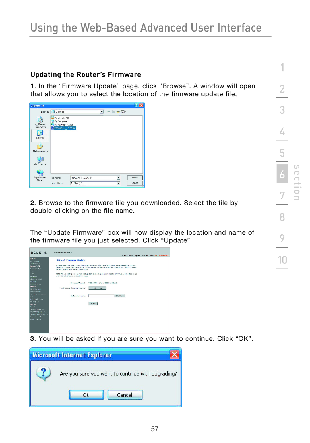 Belkin F5D9630-4 user manual Updating the Router’s Firmware 