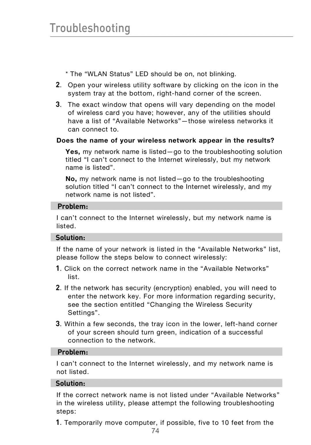 Belkin F5D9630-4 user manual Troubleshooting 