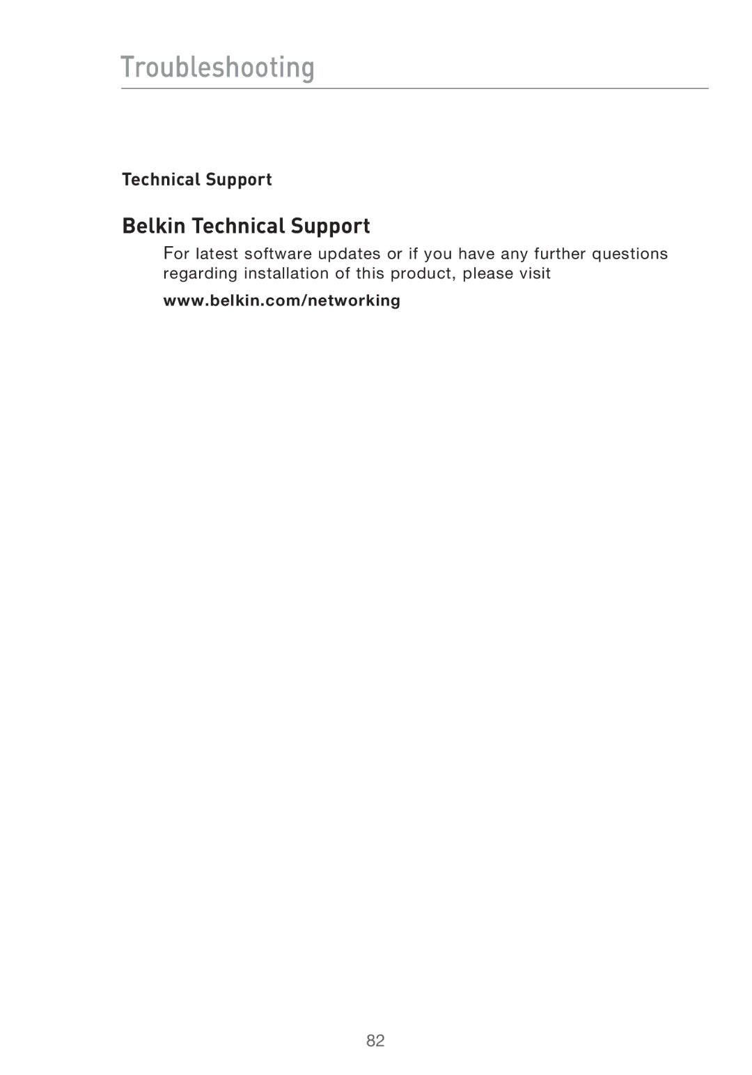 Belkin F5D9630-4 user manual Belkin Technical Support 