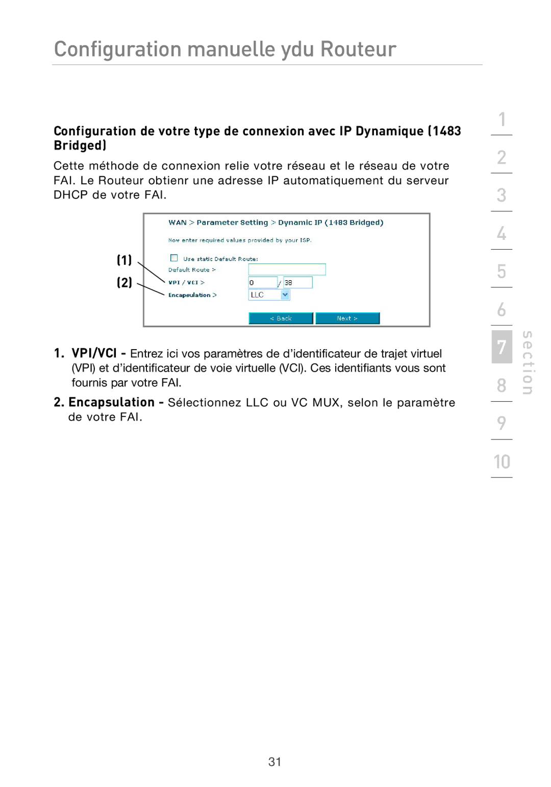 Belkin F5D9630UK4A user manual Configuration manuelle ydu Routeur 