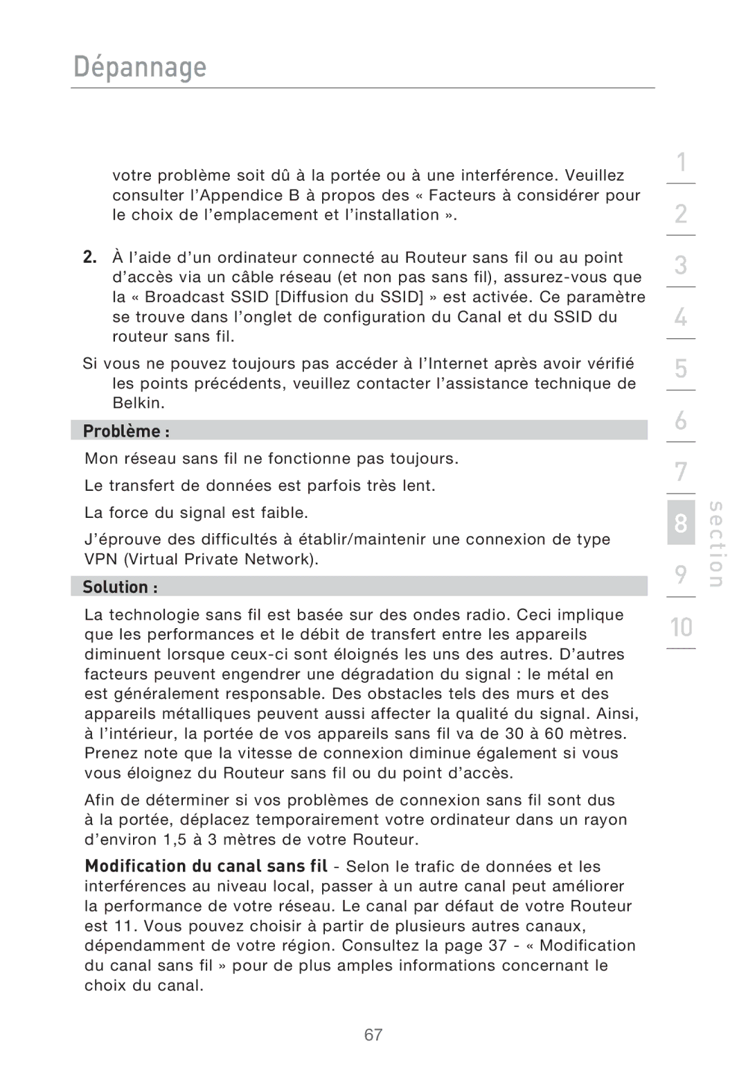 Belkin F5D9630UK4A user manual Section 