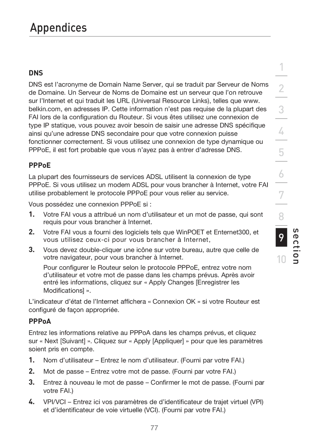 Belkin F5D9630UK4A user manual Section 