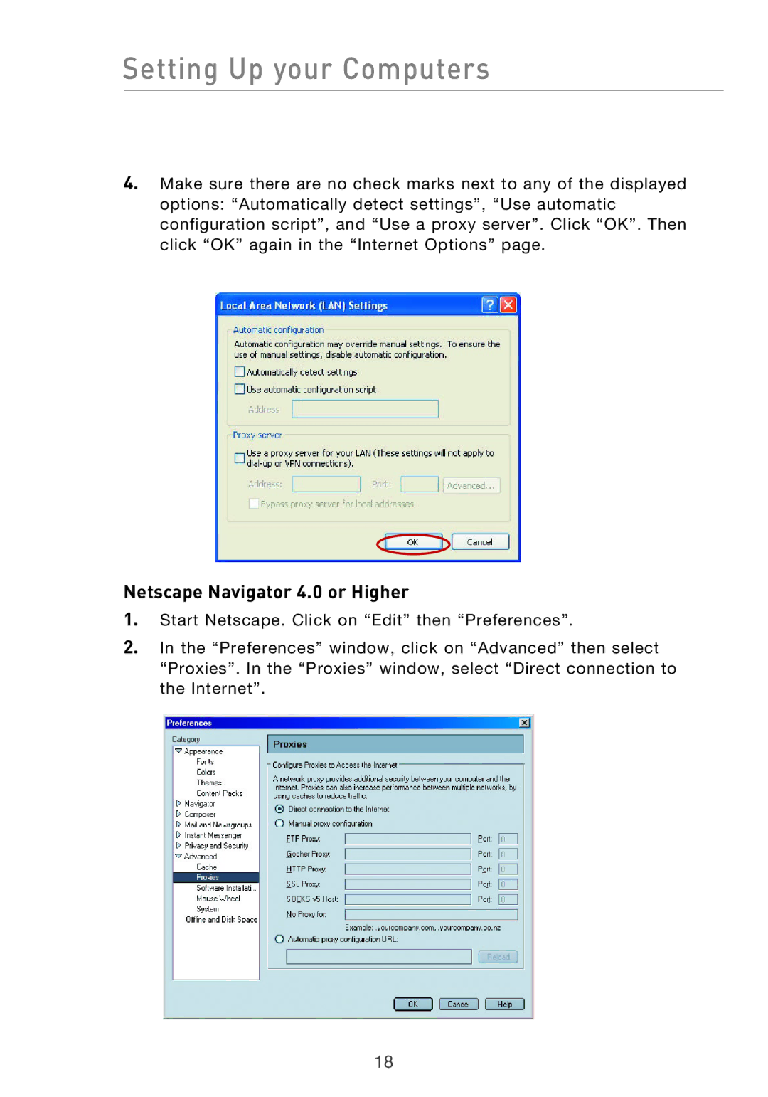 Belkin F5D9630UK4A user manual Netscape Navigator 4.0 or Higher 