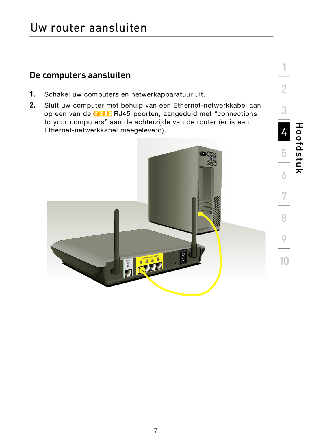 Belkin F5D9630UK4A user manual De computers aansluiten 