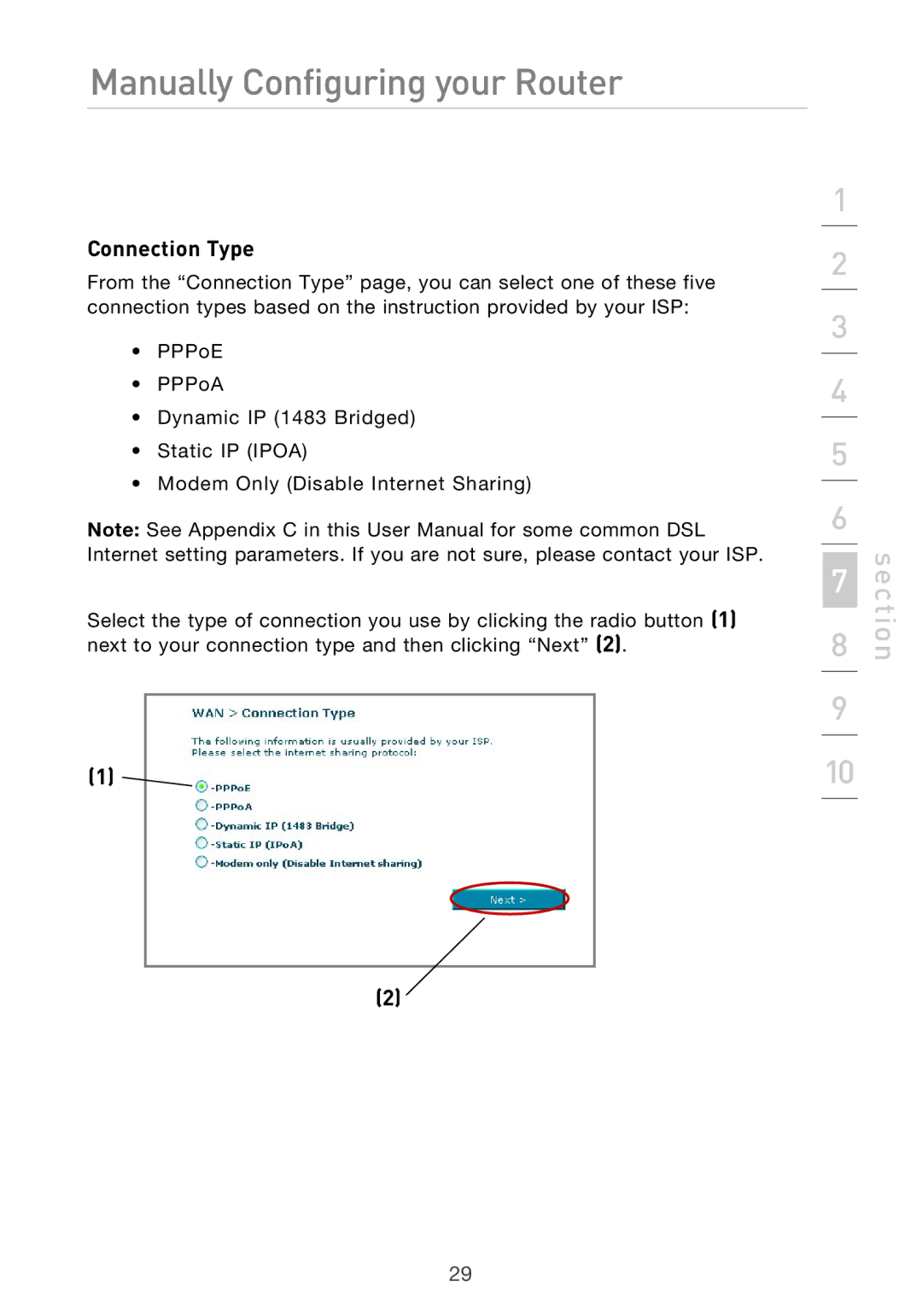 Belkin F5D9630UK4A user manual Connection Type 