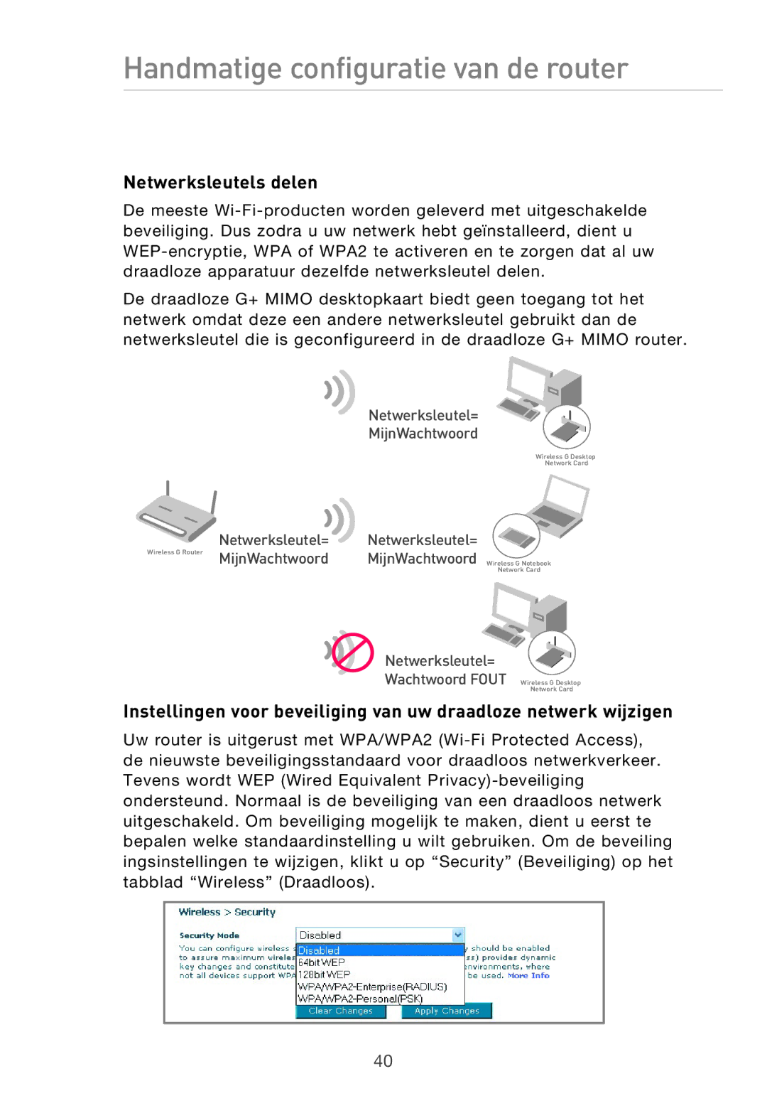 Belkin F5D9630UK4A user manual Netwerksleutels delen 