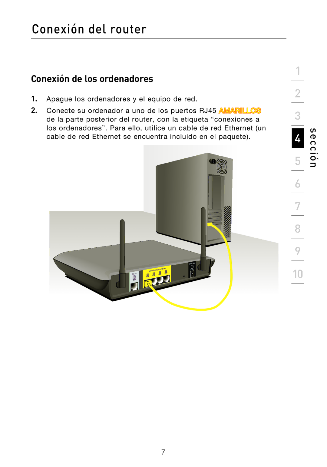 Belkin F5D9630UK4A user manual Conexión de los ordenadores 