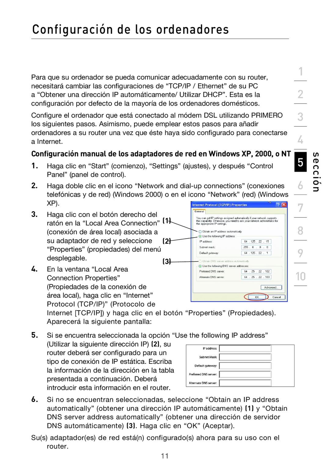 Belkin F5D9630UK4A user manual Configuración de los ordenadores 