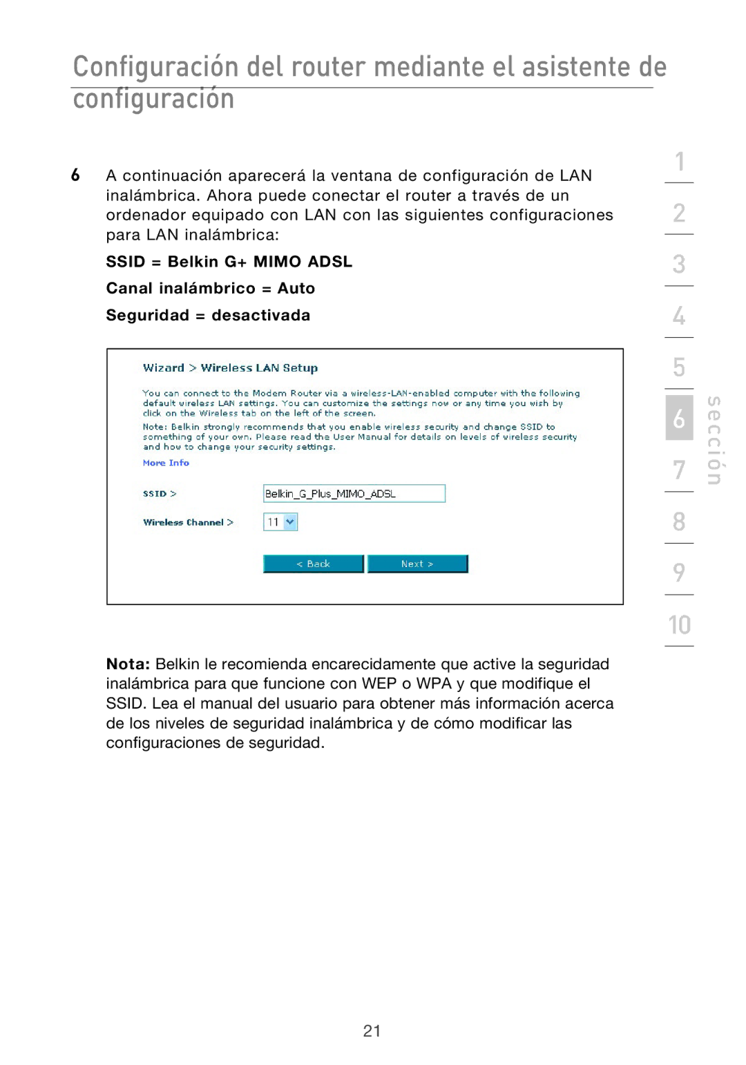 Belkin F5D9630UK4A user manual Sección 