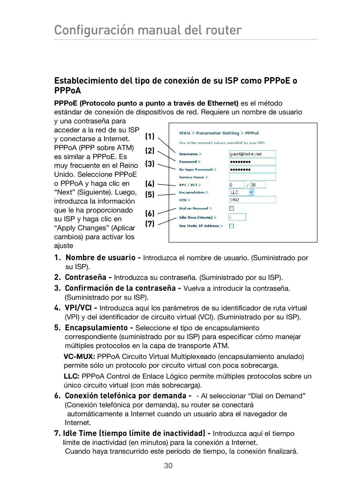 Belkin F5D9630UK4A user manual Configuración manual del router 