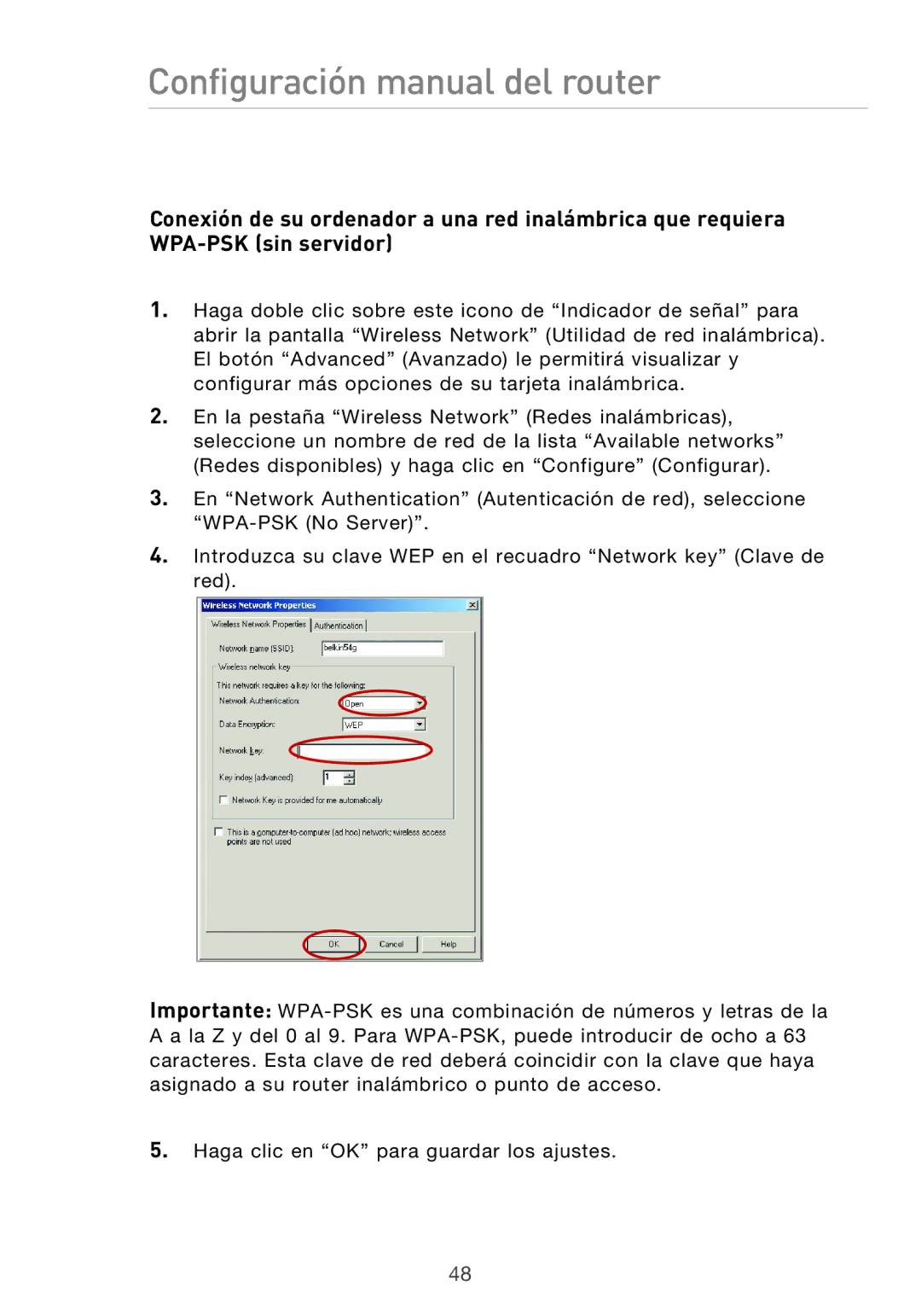 Belkin F5D9630UK4A user manual Configuración manual del router 