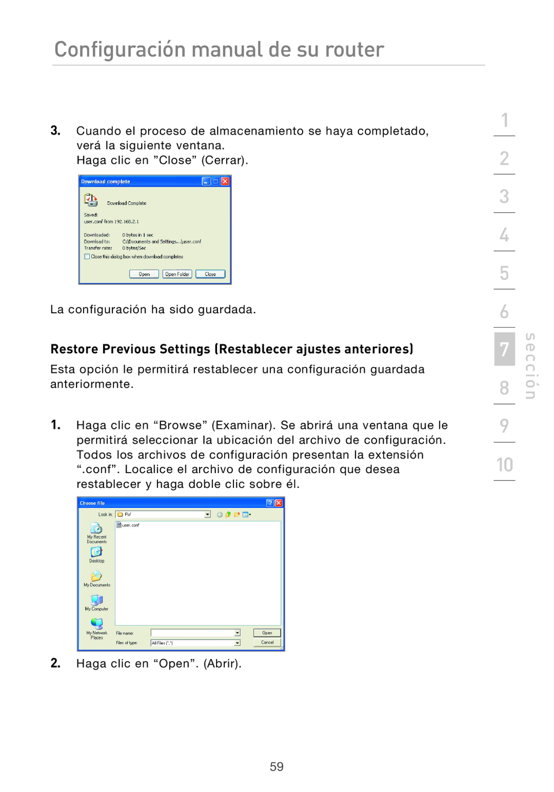 Belkin F5D9630UK4A user manual Restore Previous Settings Restablecer ajustes anteriores 