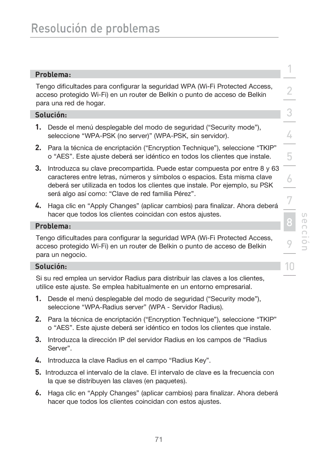 Belkin F5D9630UK4A user manual Resolución de problemas 