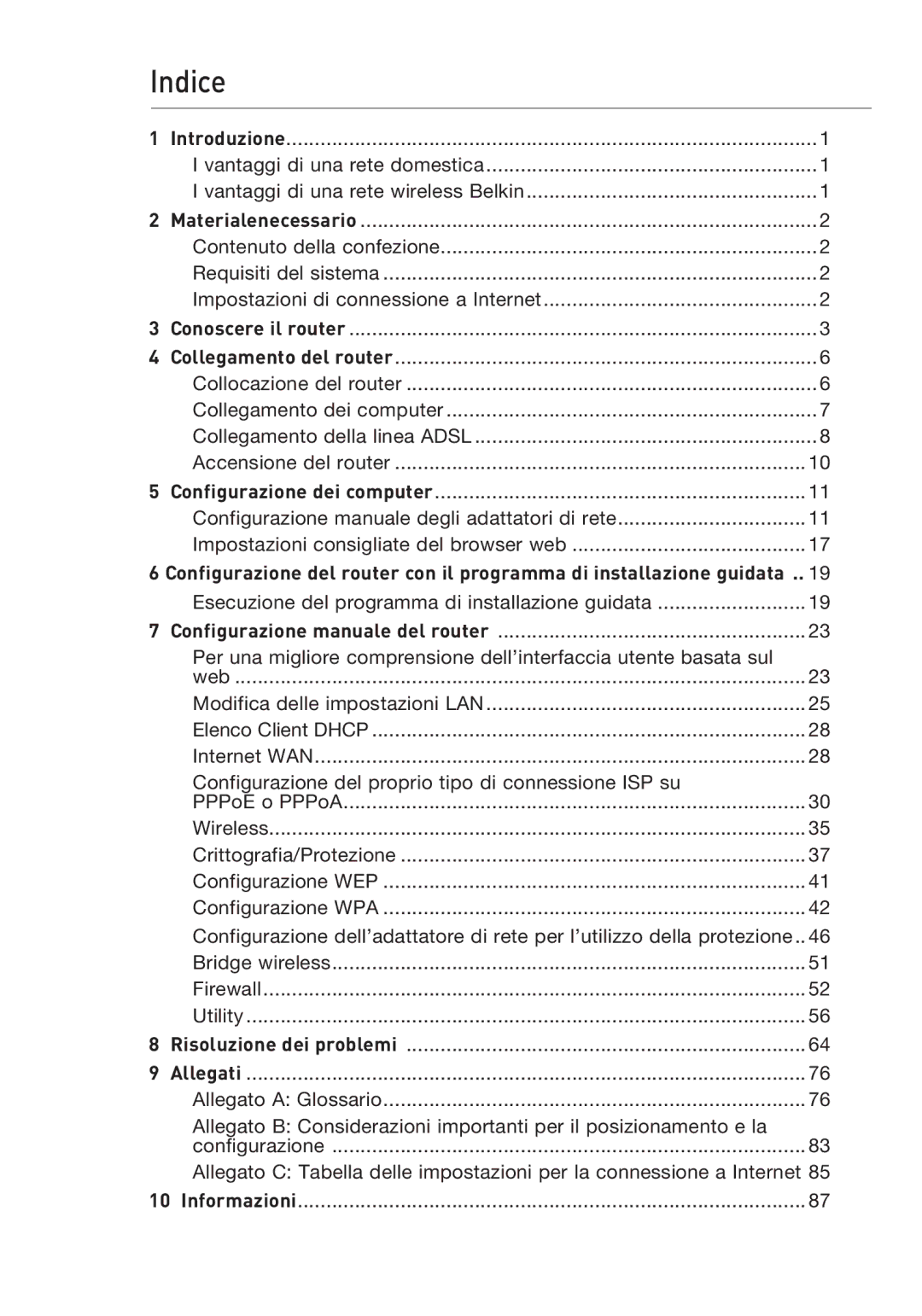 Belkin F5D9630UK4A user manual Indice 