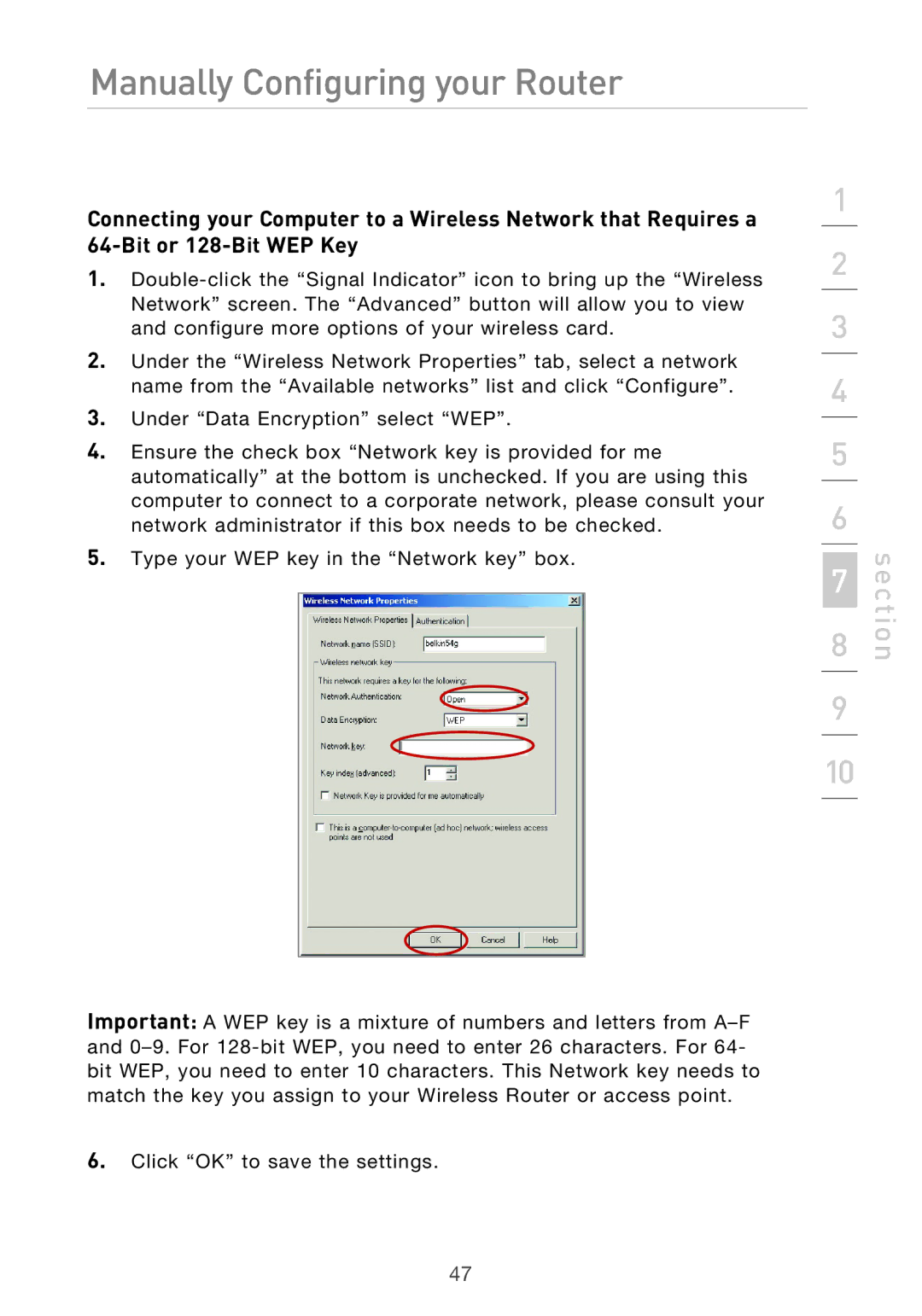 Belkin F5D9630UK4A user manual Manually Configuring your Router 