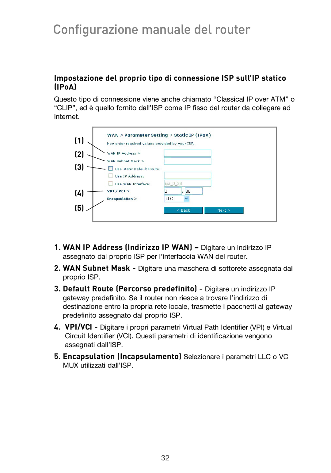 Belkin F5D9630UK4A user manual Configurazione manuale del router 