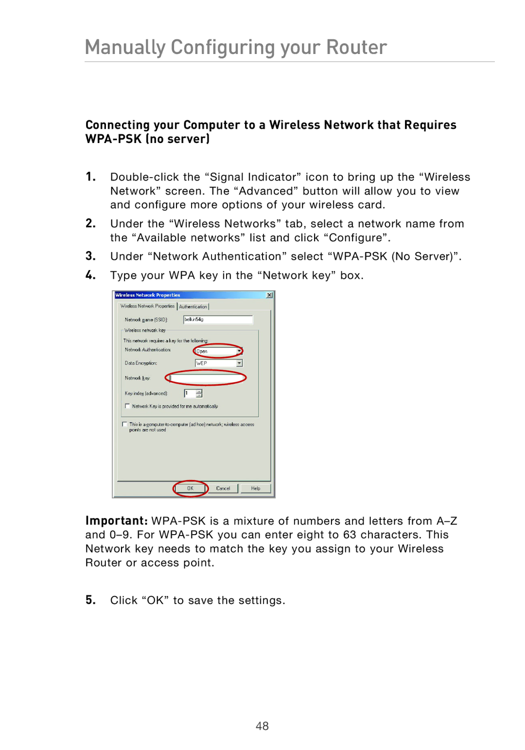 Belkin F5D9630UK4A user manual Manually Configuring your Router 