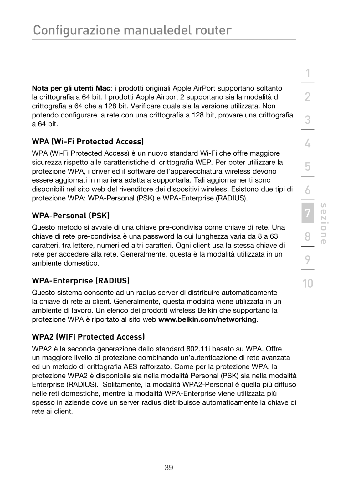 Belkin F5D9630UK4A user manual WPA Wi-Fi Protected Access 