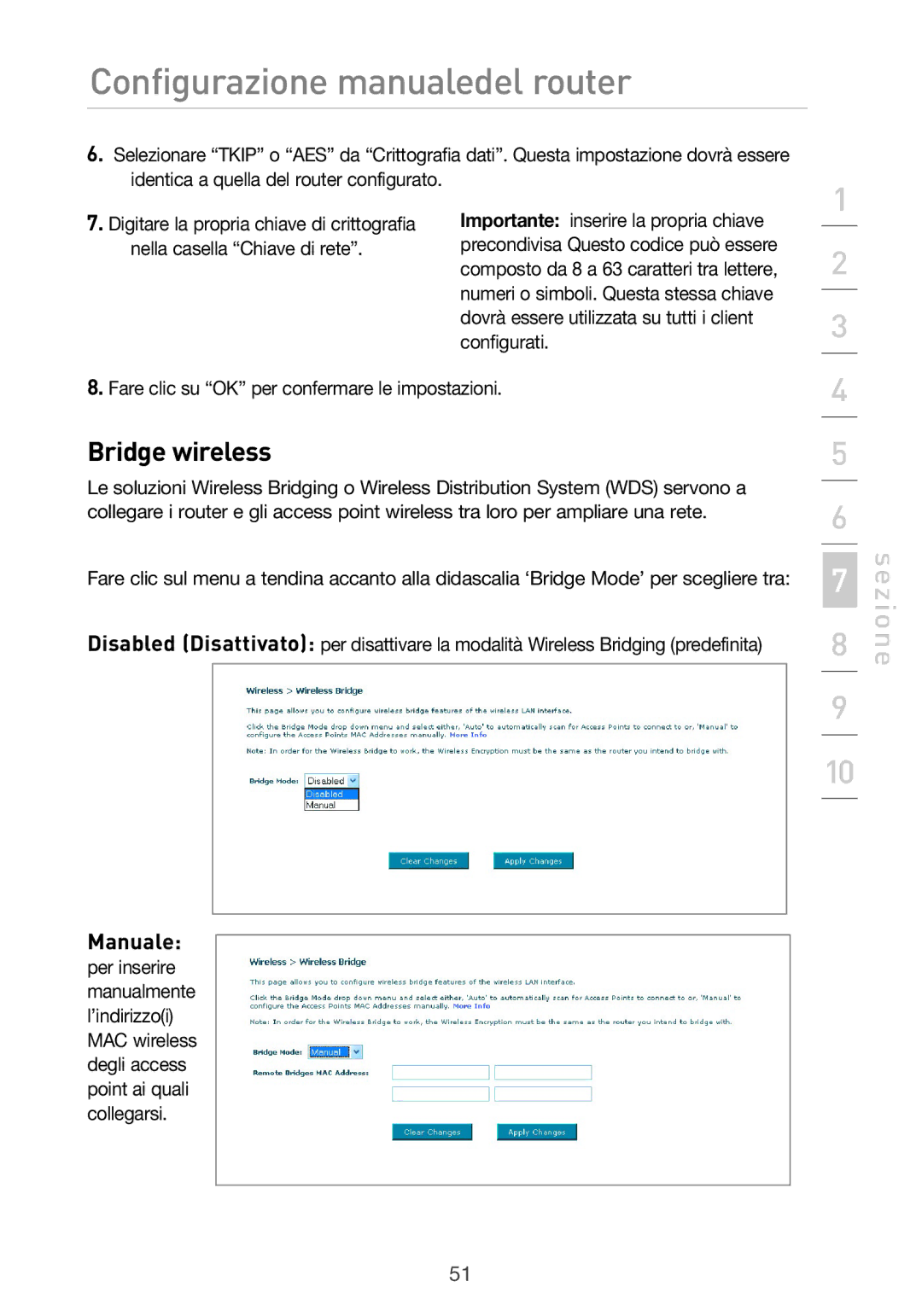 Belkin F5D9630UK4A user manual Bridge wireless, Manuale 