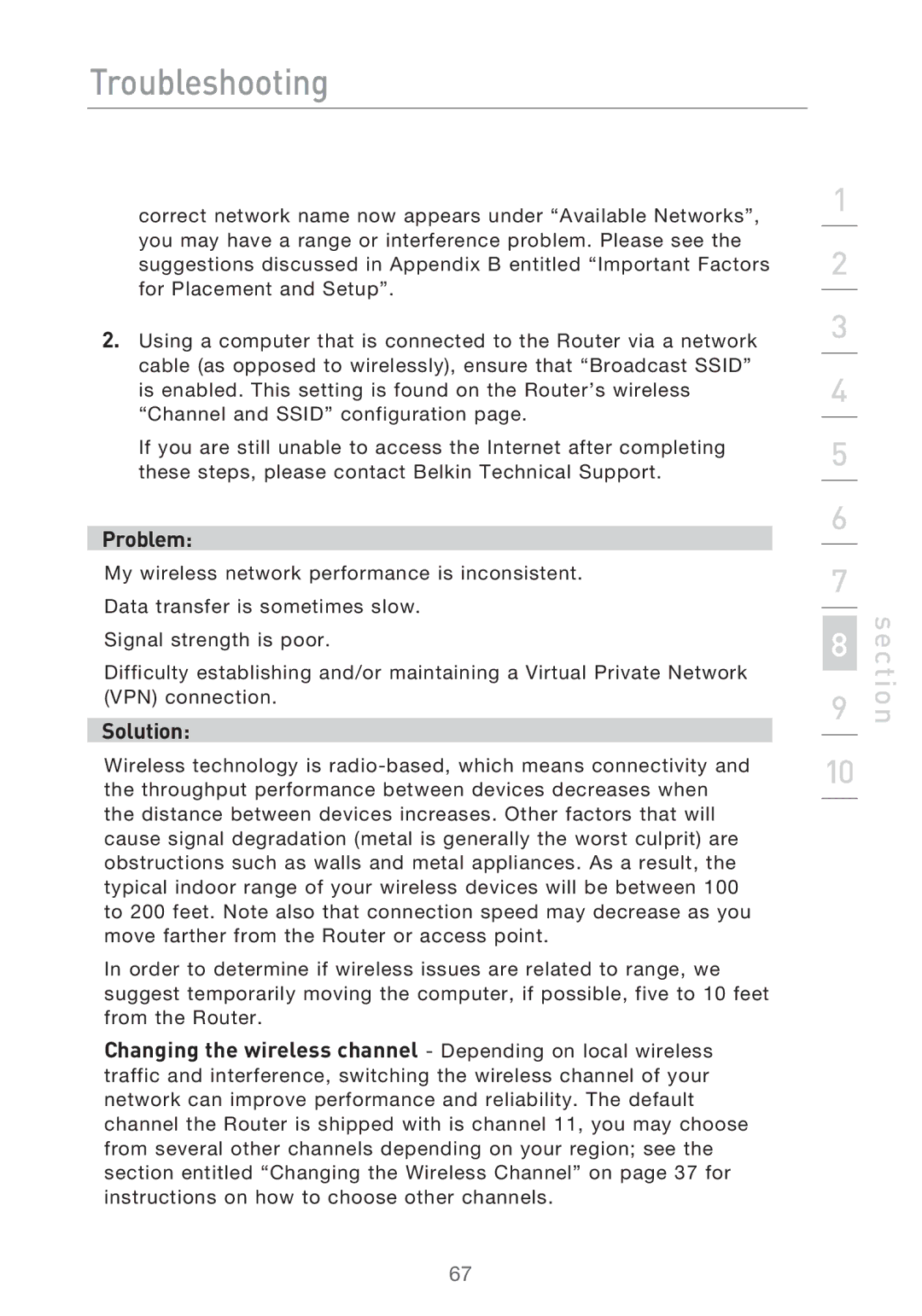 Belkin F5D9630UK4A user manual Section 