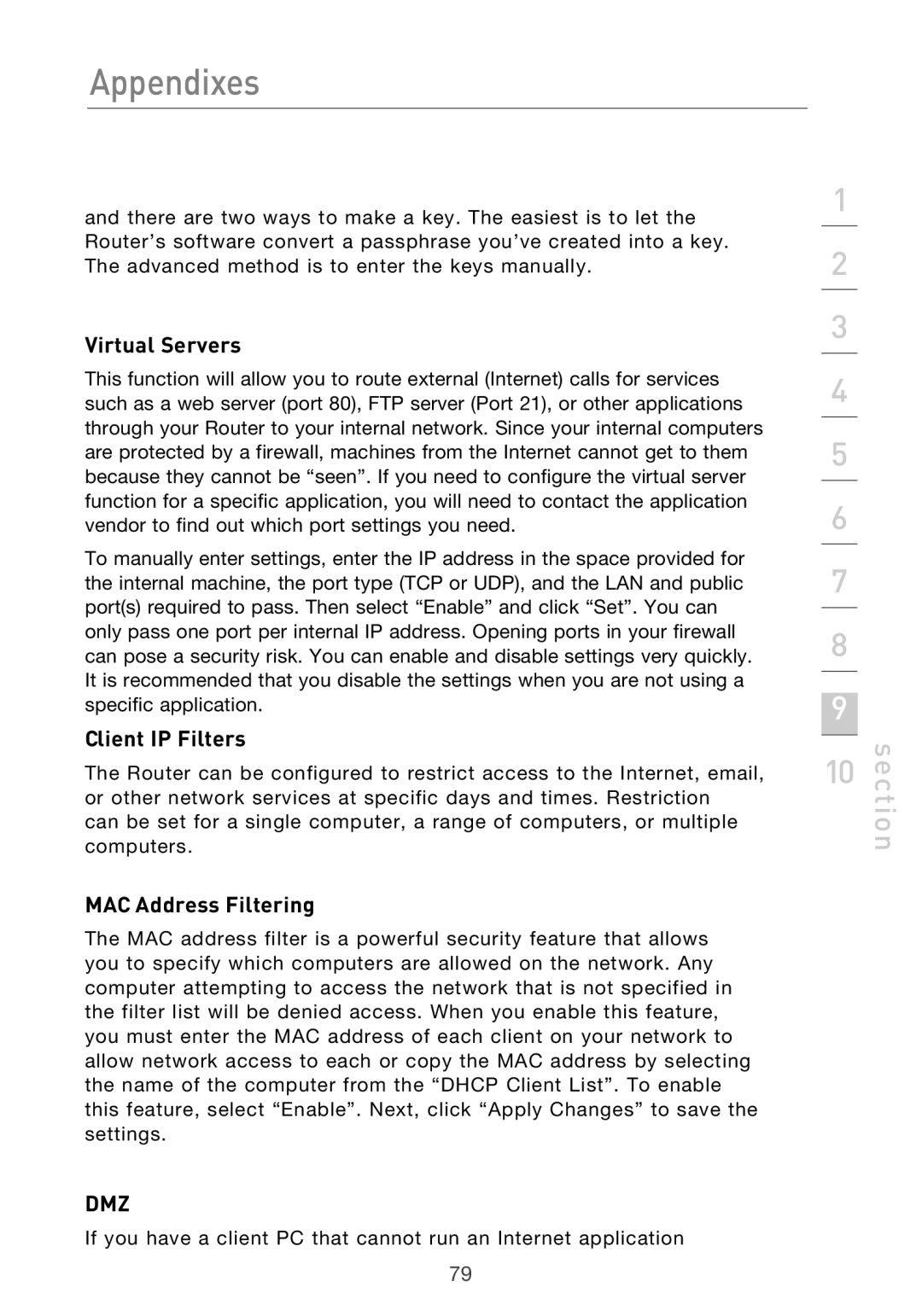 Belkin F5D9630UK4A user manual Dmz 