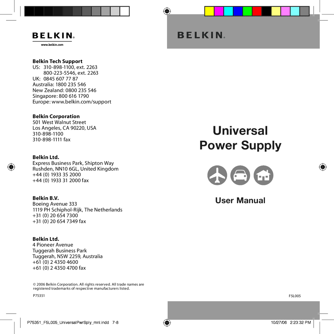 Belkin F5L005 warranty Belkin Tech Support, Belkin Corporation 