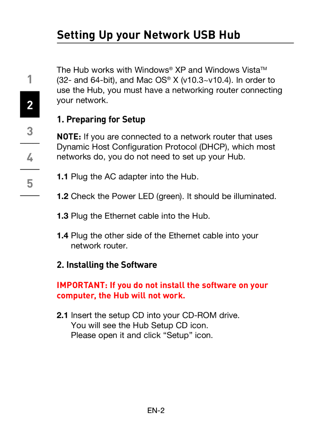 Belkin F5L009 user manual Setting Up your Network USB Hub, Preparing for Setup, Installing the Software 