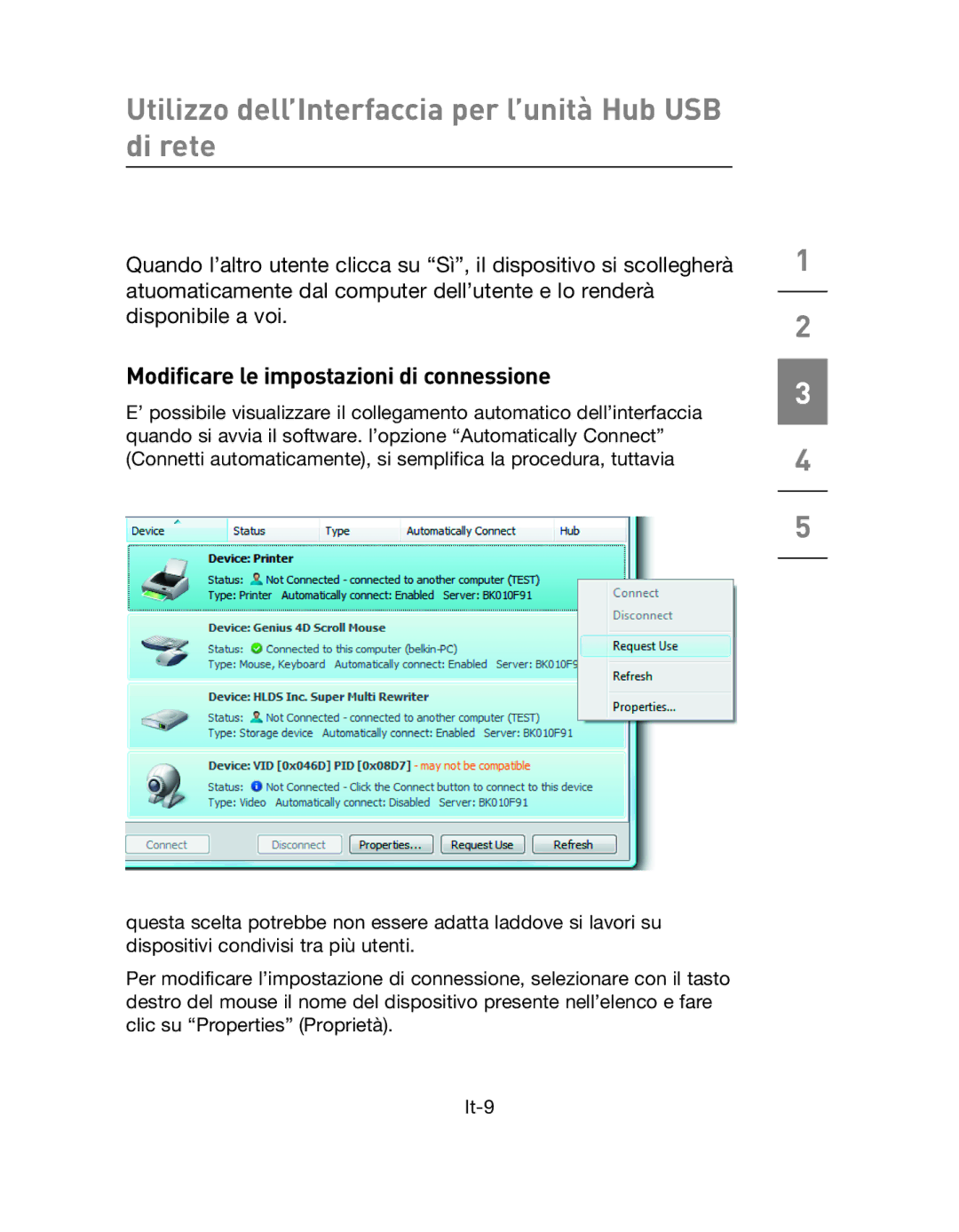 Belkin F5L009EA user manual Modificare le impostazioni di connessione 