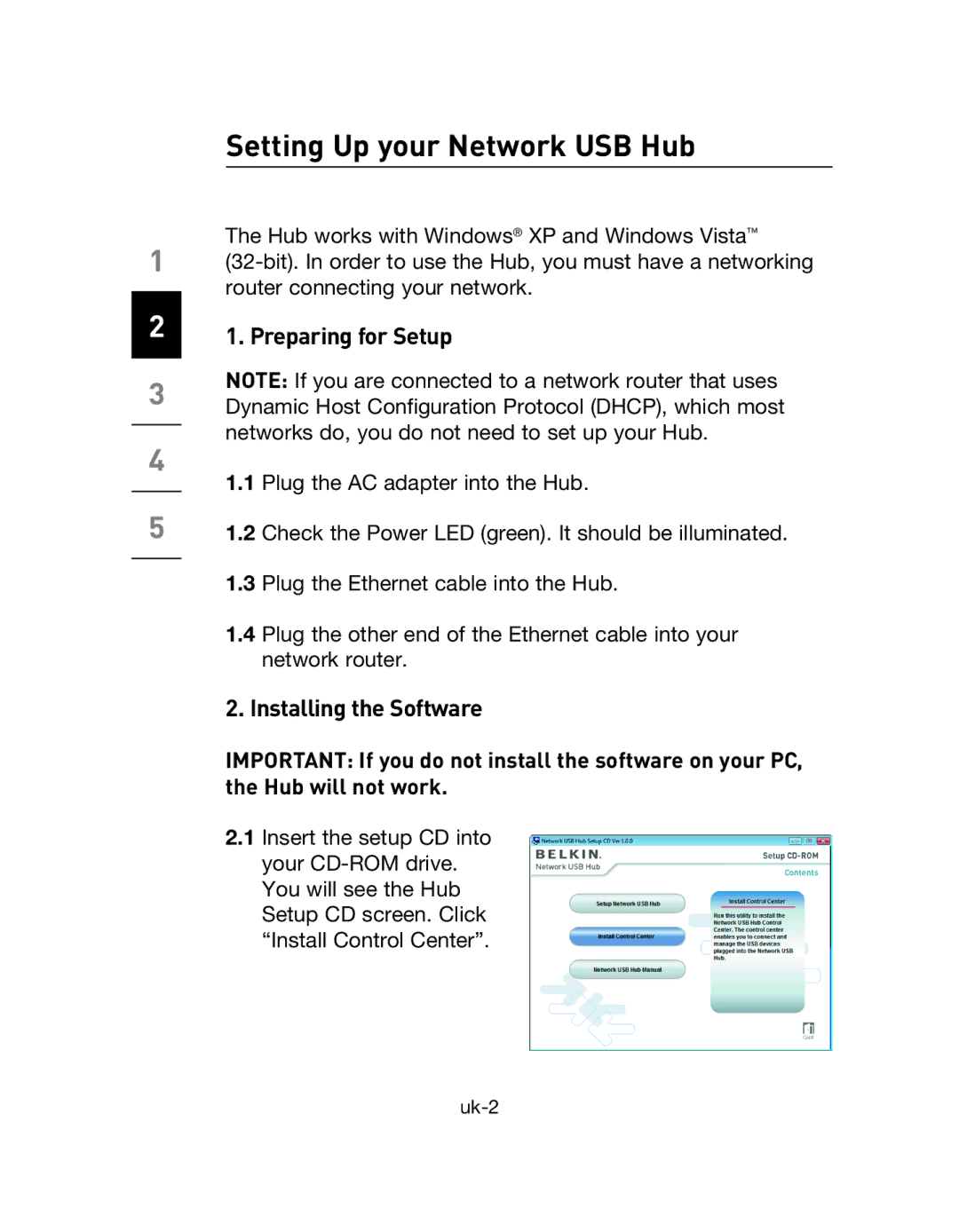 Belkin F5L009EA user manual Setting Up your Network USB Hub, Preparing for Setup 