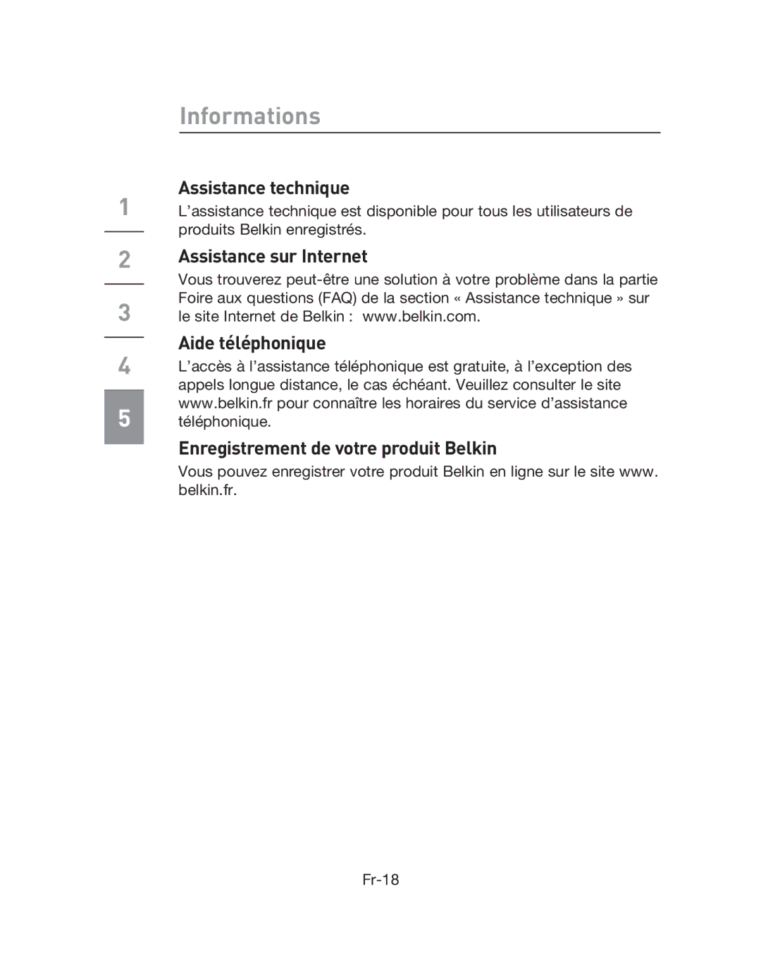 Belkin F5L009EA user manual Informations, Assistance technique 