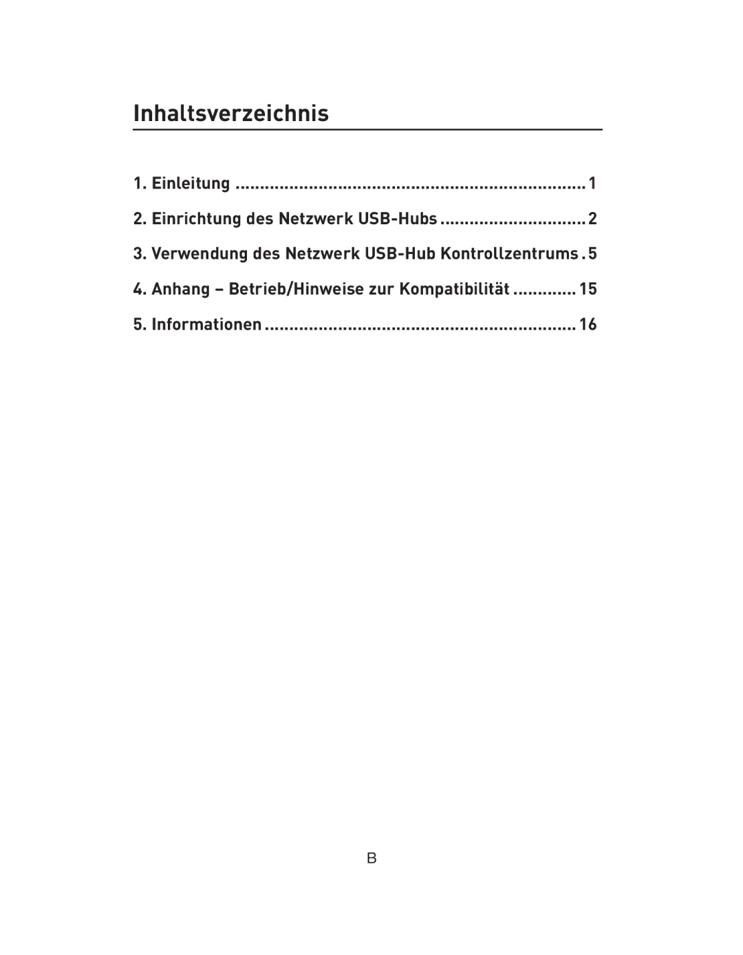 Belkin F5L009EA user manual Inhaltsverzeichnis, Einleitung Einrichtung des Netzwerk USB-Hubs 