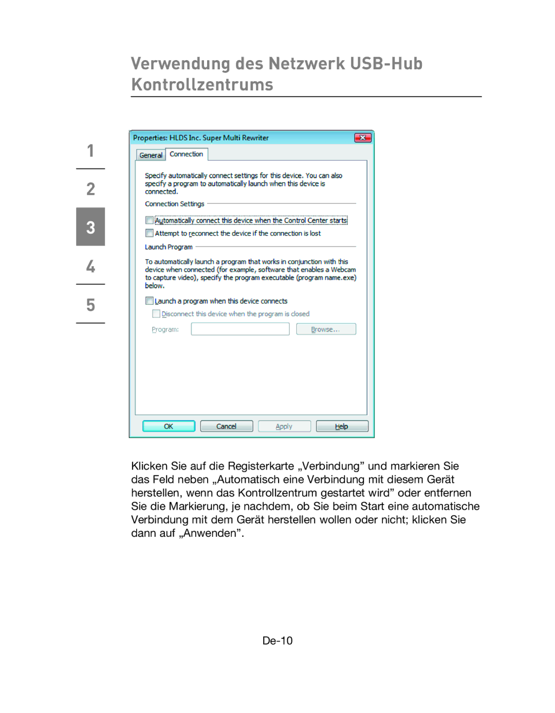 Belkin F5L009EA user manual Verwendung des Netzwerk USB-Hub Kontrollzentrums 