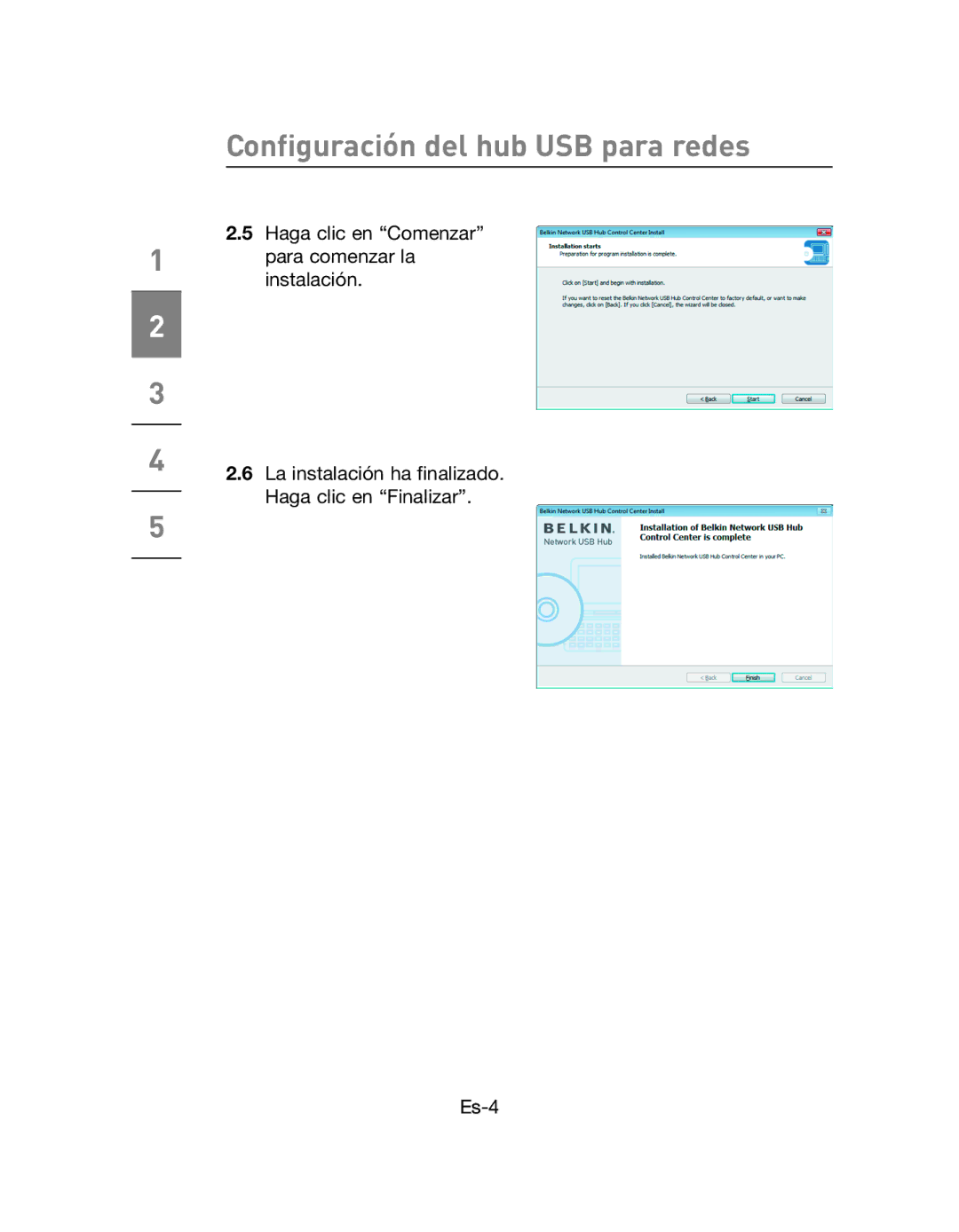 Belkin F5L009EA user manual Configuración del hub USB para redes 