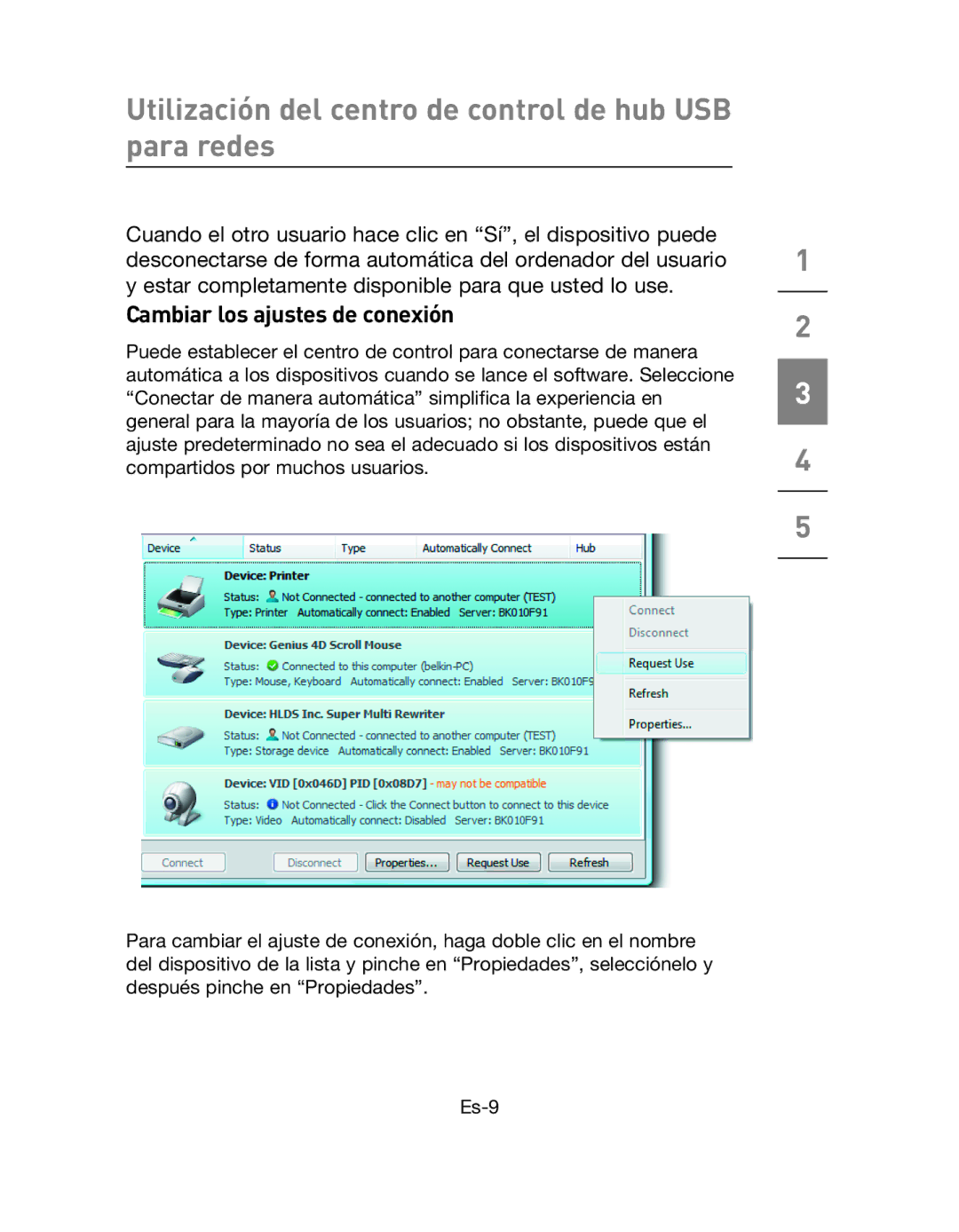 Belkin F5L009EA user manual Cambiar los ajustes de conexión 