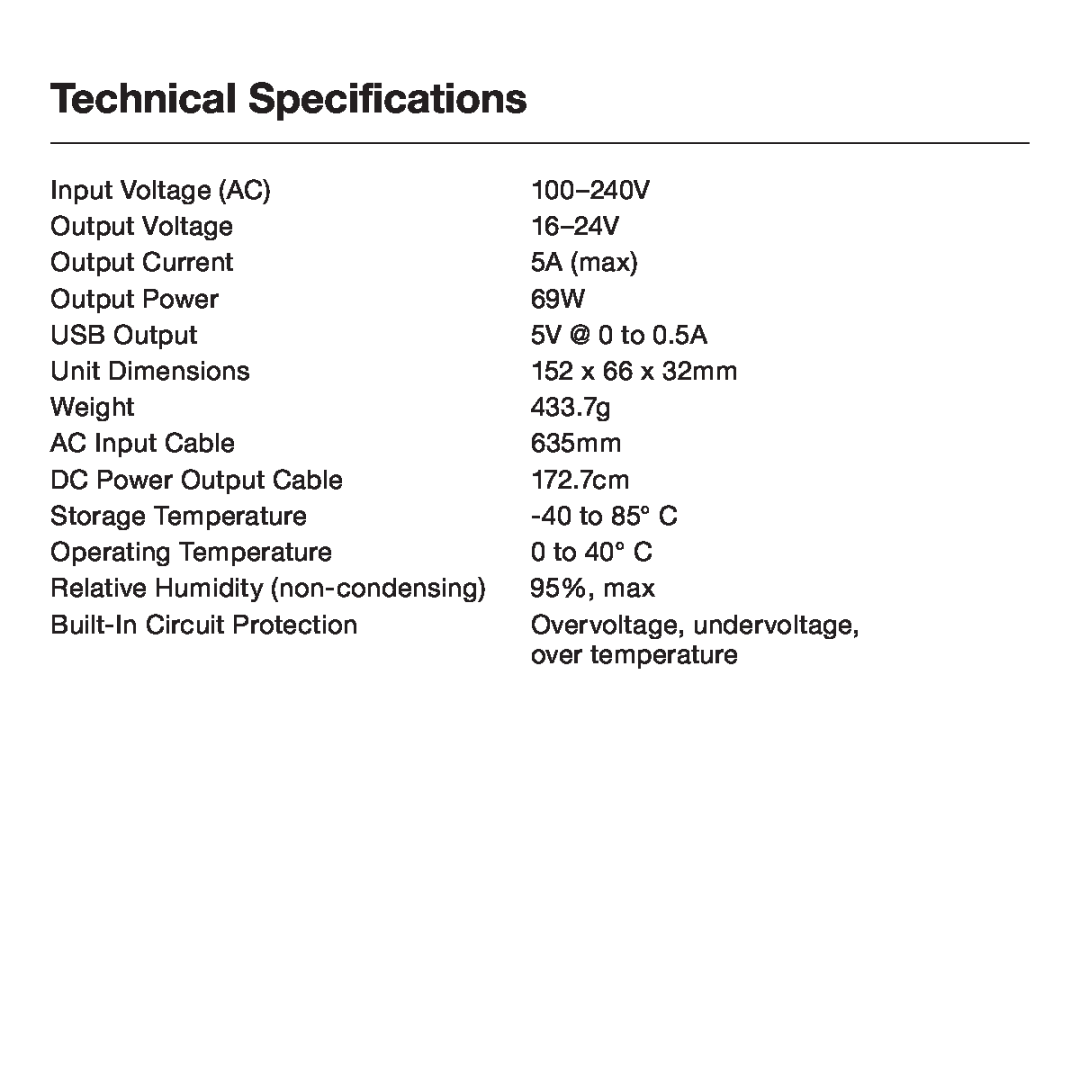Belkin F5L014 user manual Technical Specifications 