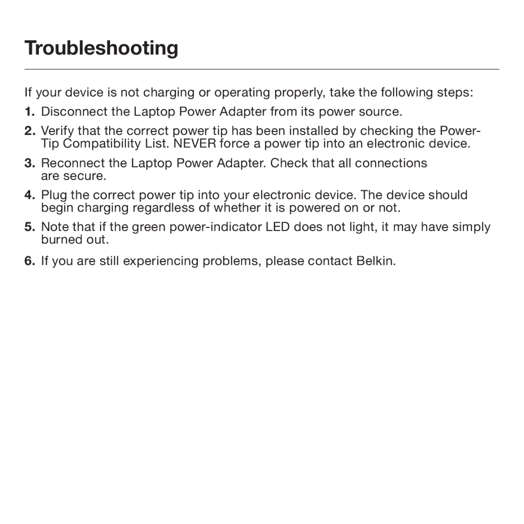 Belkin F5L014 user manual Troubleshooting 