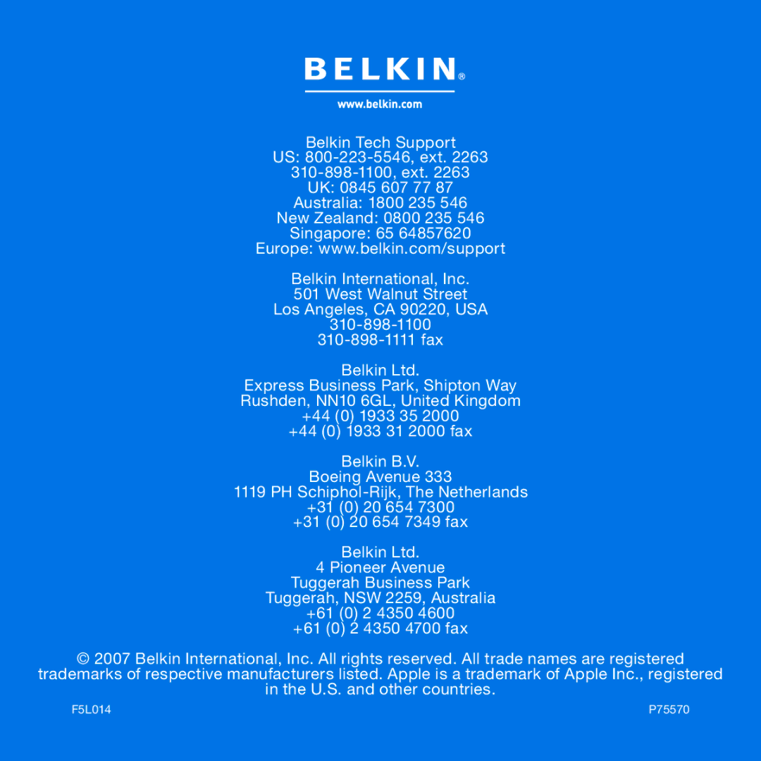 Belkin user manual F5L014 P75570 