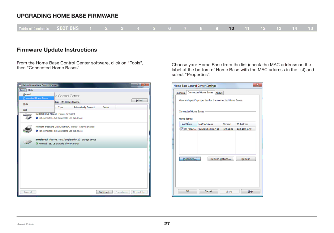 Belkin F5L049 user manual Upgrading Home Base Firmware, Firmware Update Instructions 