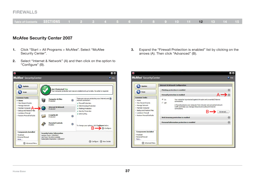 Belkin F5L049 user manual McAfee Security Center 