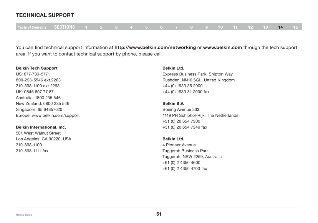 Belkin F5L049 user manual Belkin Tech Support, Belkin B..V, Belkin International, Inc 