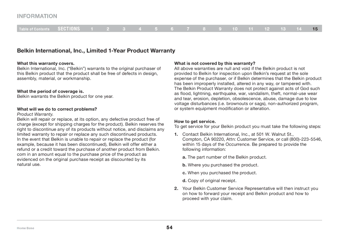 Belkin F5L049 user manual What this warranty covers, What the period of coverage is, What will we do to correct problems? 