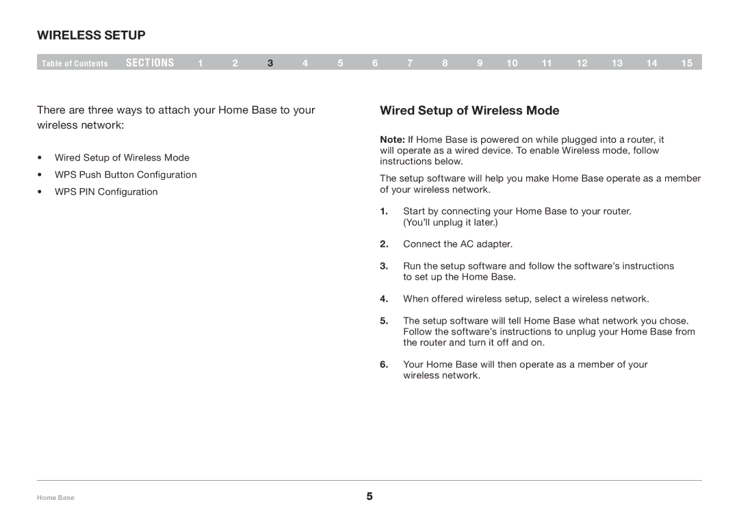 Belkin F5L049 user manual Wireless setup, Wired Setup of Wireless Mode 